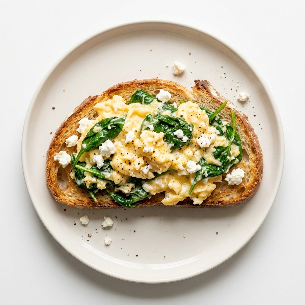 Sourdough Egg and Spinach Skillet with Feta, prepared as a finished Lila recipe