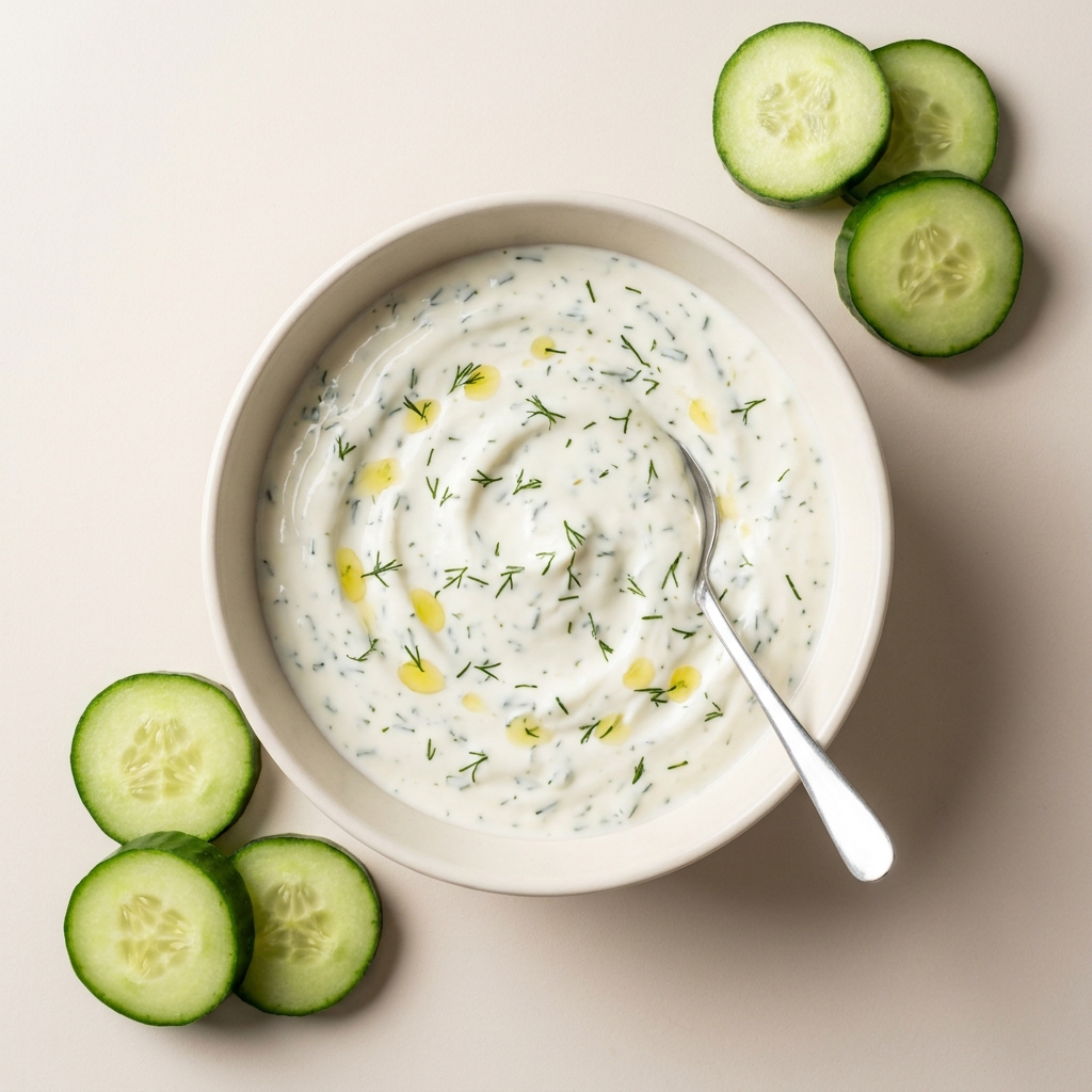 Greek Yogurt Herb Dip with Cucumber, prepared as a finished Lila recipe