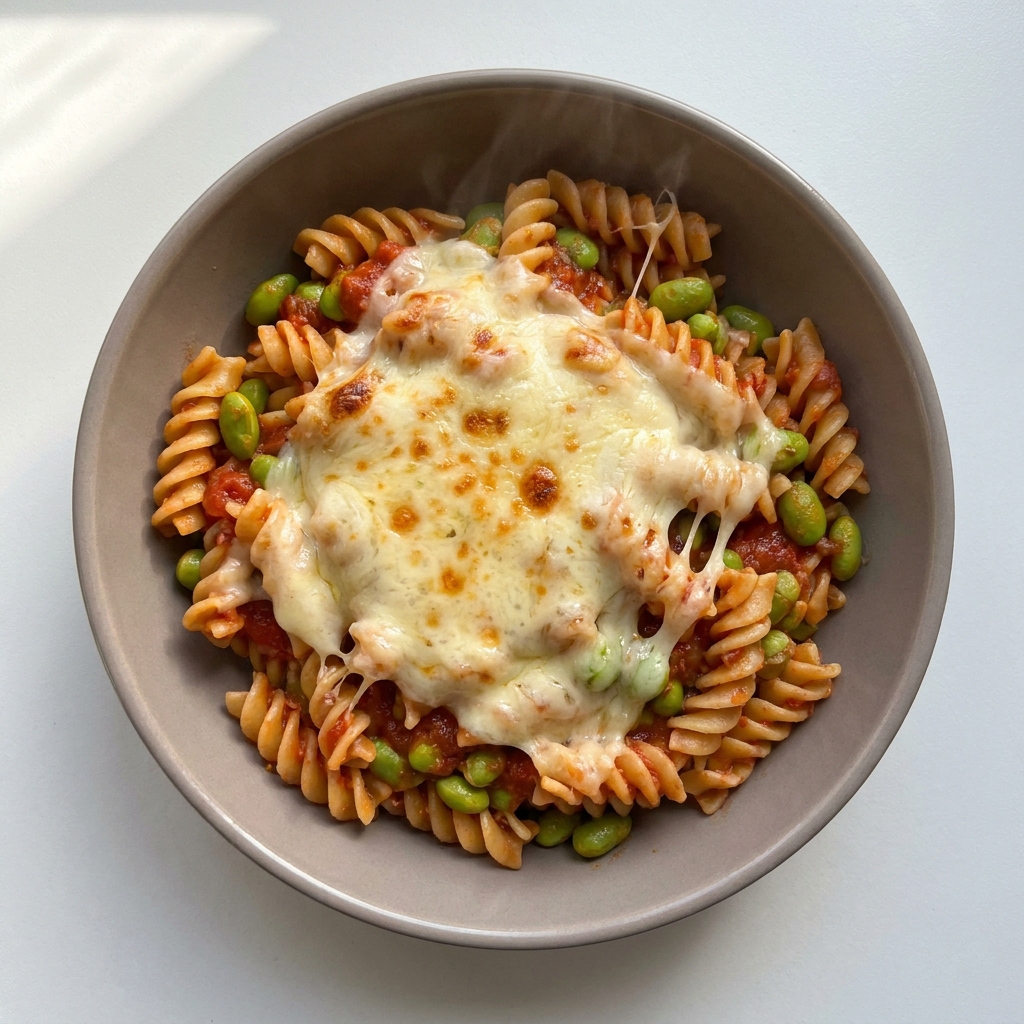 High-Protein Edamame Marinara Pasta Bake, prepared as a finished Lila recipe