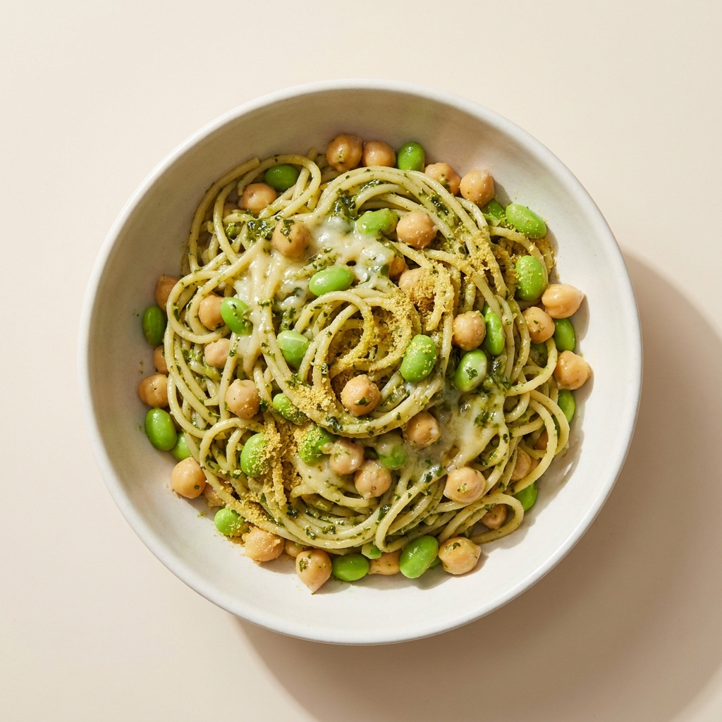 Easy High-Protein Pesto Chickpea Pasta, prepared as a finished Lila recipe