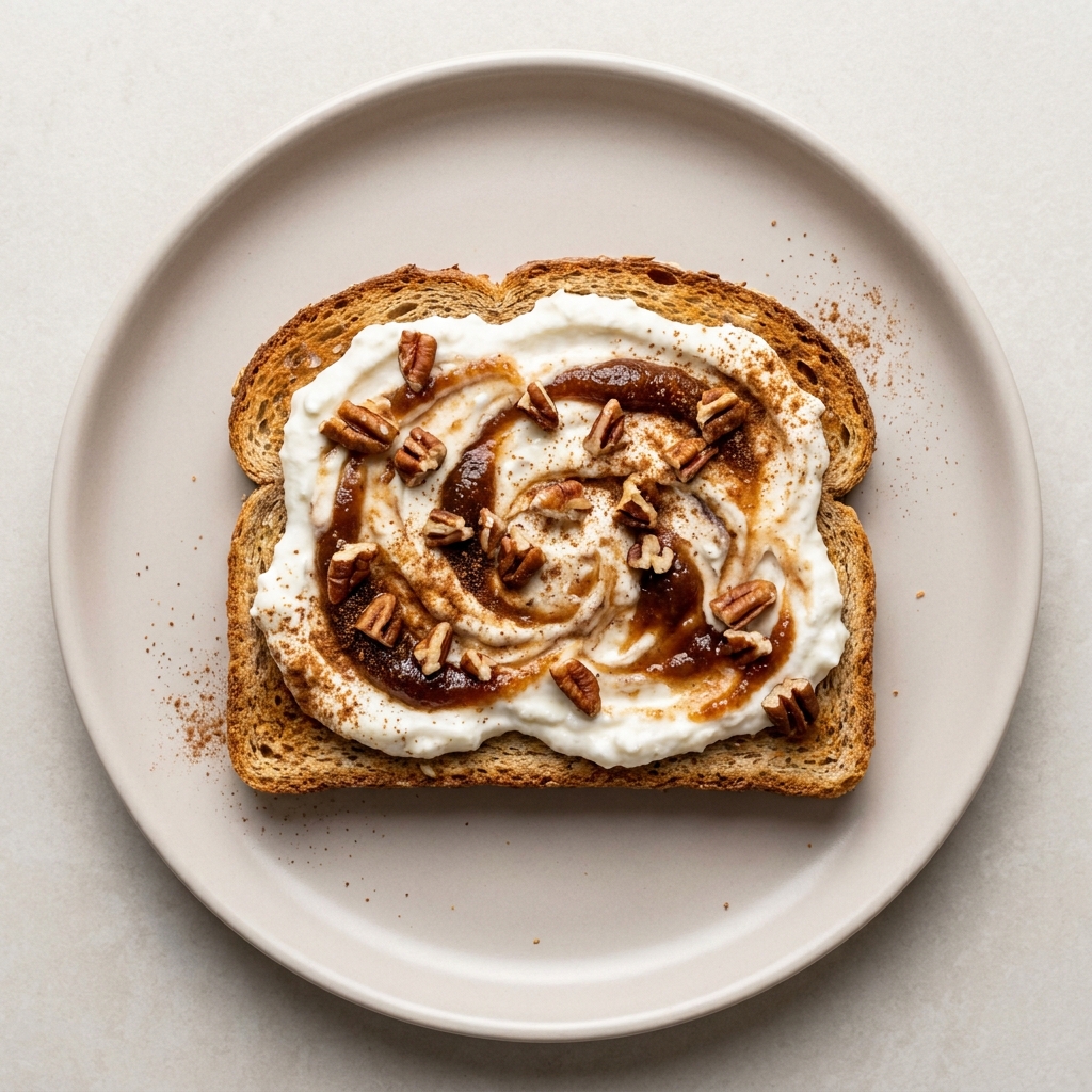 Whipped Cottage Cheese and Apple Butter Toast, prepared as a finished Lila recipe