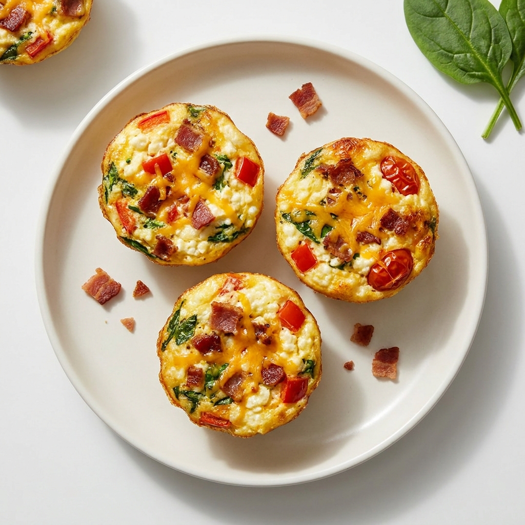 Make-Ahead Cottage Cheese and Turkey Bacon Egg Bites, prepared as a finished Lila recipe