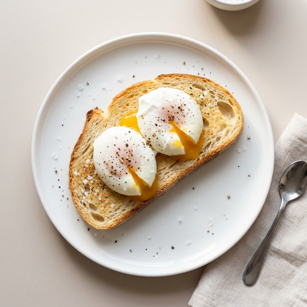 Gentle Poached Eggs on Dry Sourdough Toast, prepared as a finished Lila recipe
