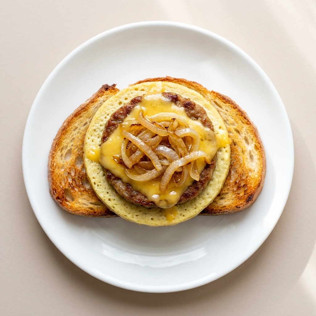 Vegan Sausage Egg and Cheese Toast, prepared as a finished Lila recipe