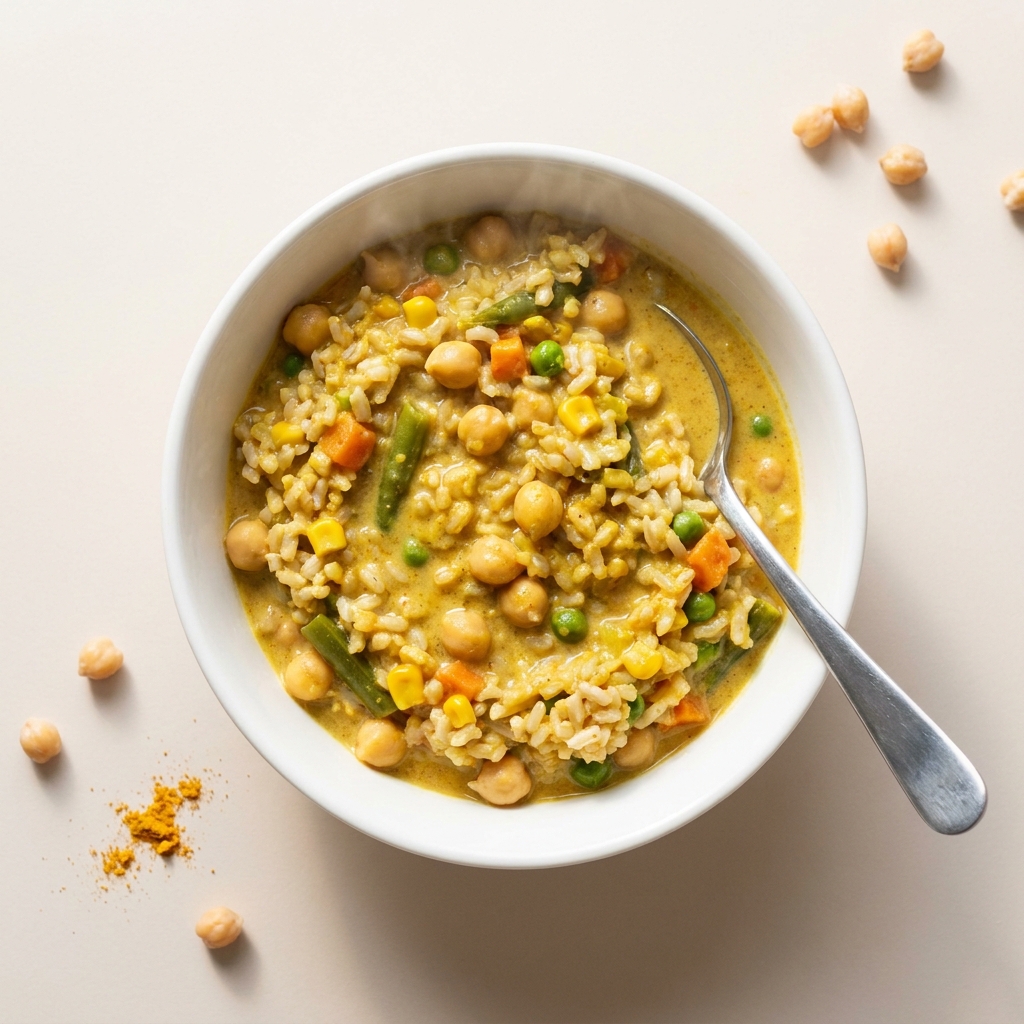 Quick Turmeric Chickpea and Rice Greek Yogurt Bowl, prepared as a finished Lila recipe