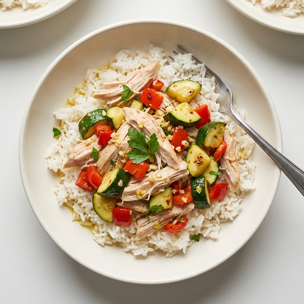 10-Minute Rotisserie Chicken and Zucchini Skillet, prepared as a finished Lila recipe