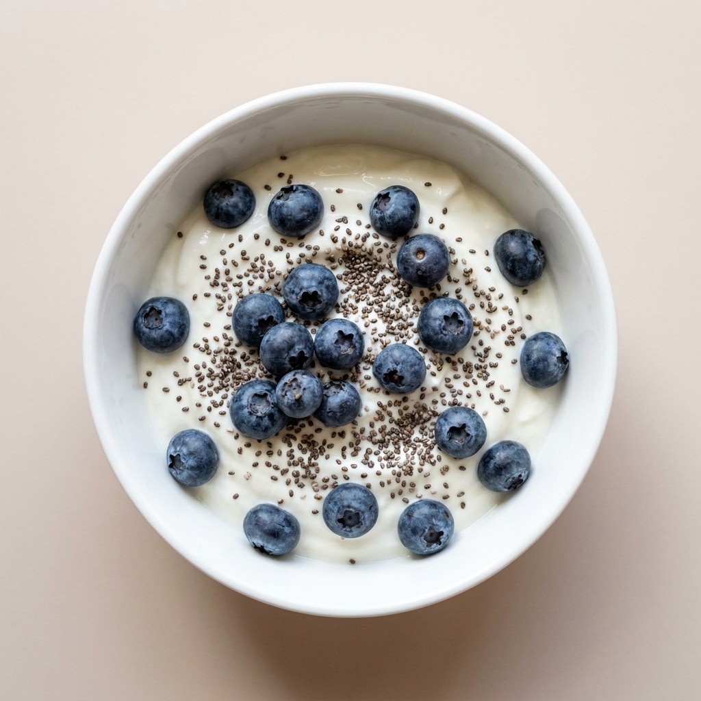 Greek Yogurt Berry Seed Bowl, prepared as a finished Lila recipe
