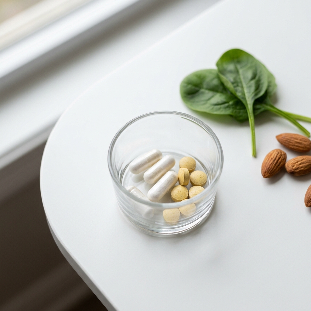 Unbranded presentation of Magnesium and B-Complex Supplement Stack