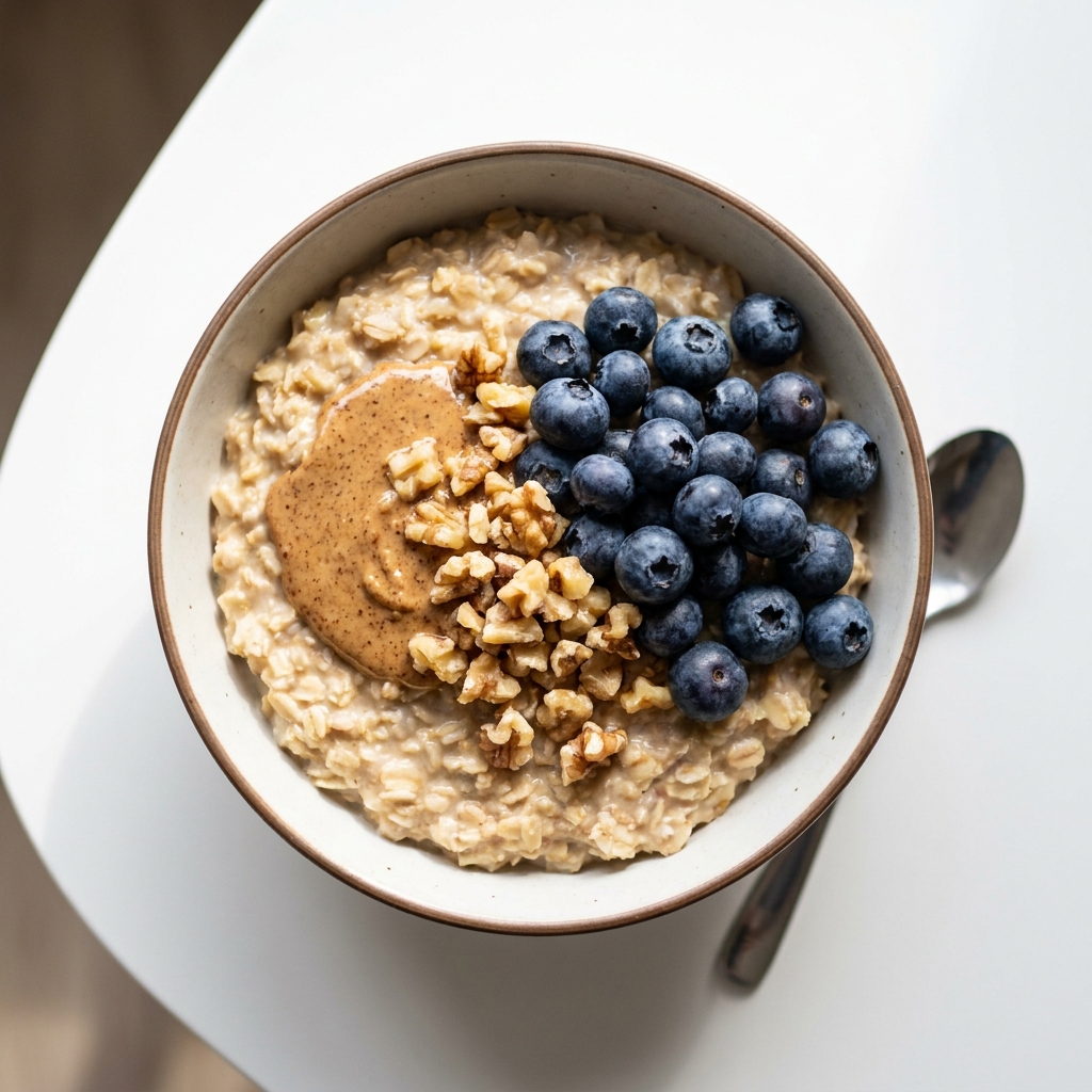 Protein Berry Nut Oatmeal, prepared as a finished Lila recipe