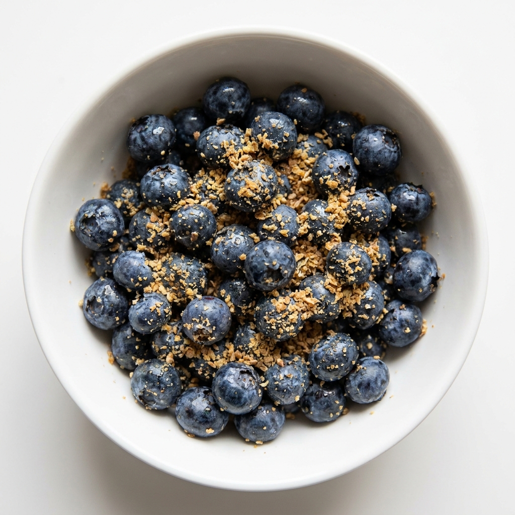Fresh Blueberry and Ground Flax Snack Bowl, prepared as a finished Lila recipe