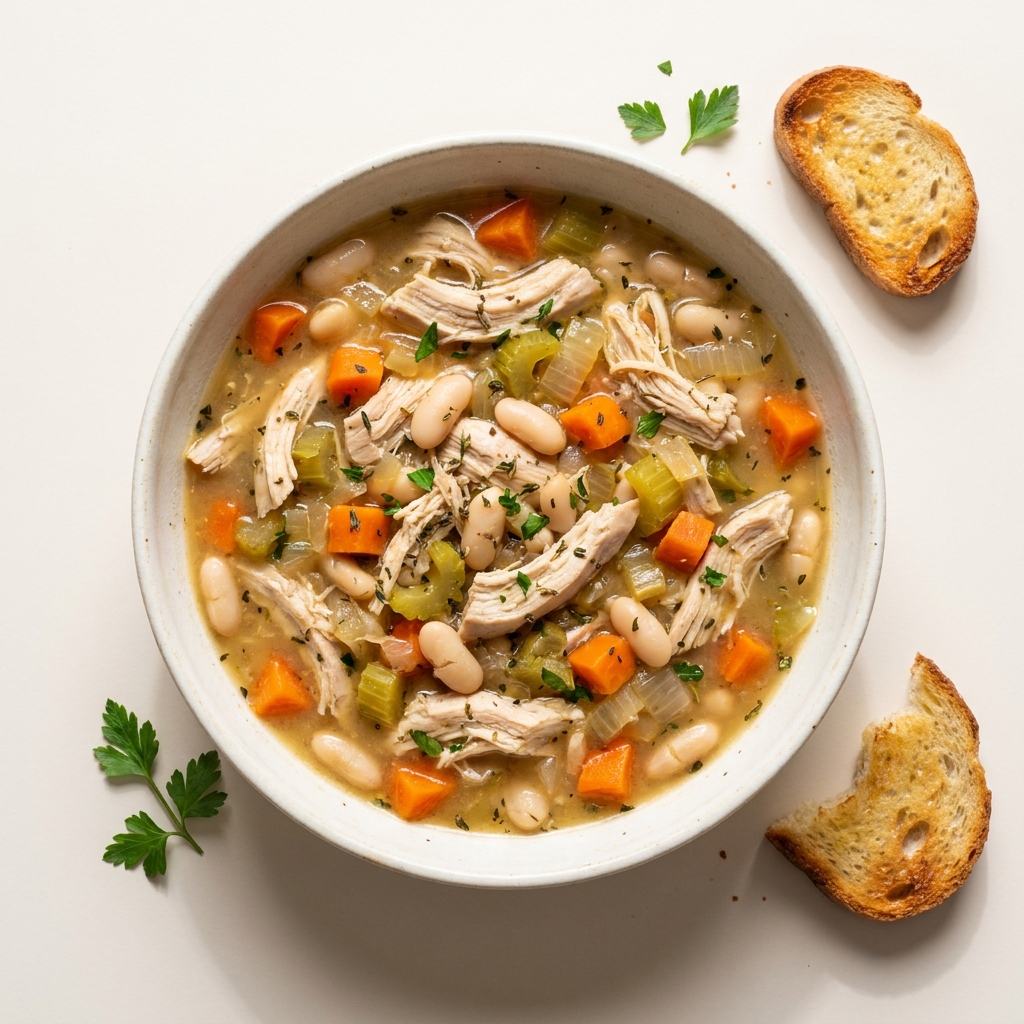 High Protein Soothing Chicken and Cannellini Bean Stew, prepared as a finished Lila recipe