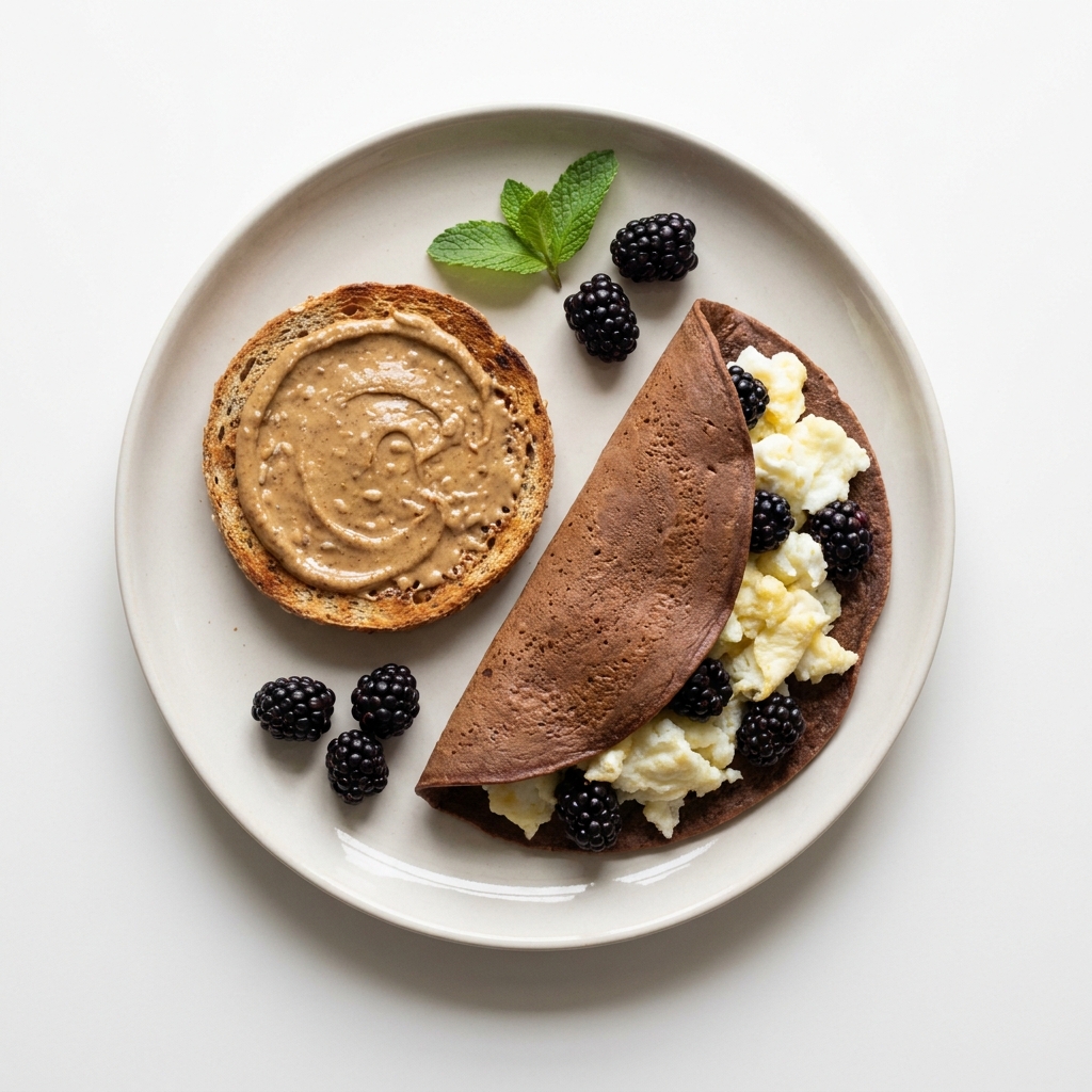 Toasted Grain-Free Toast with Sweet Egg White Berry Wrap, prepared as a finished Lila recipe
