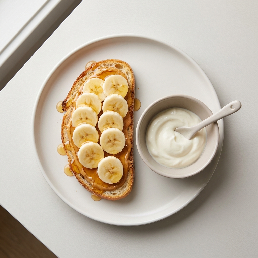 Quick Banana Honey Toast with Vanilla Greek Yogurt, prepared as a finished Lila recipe