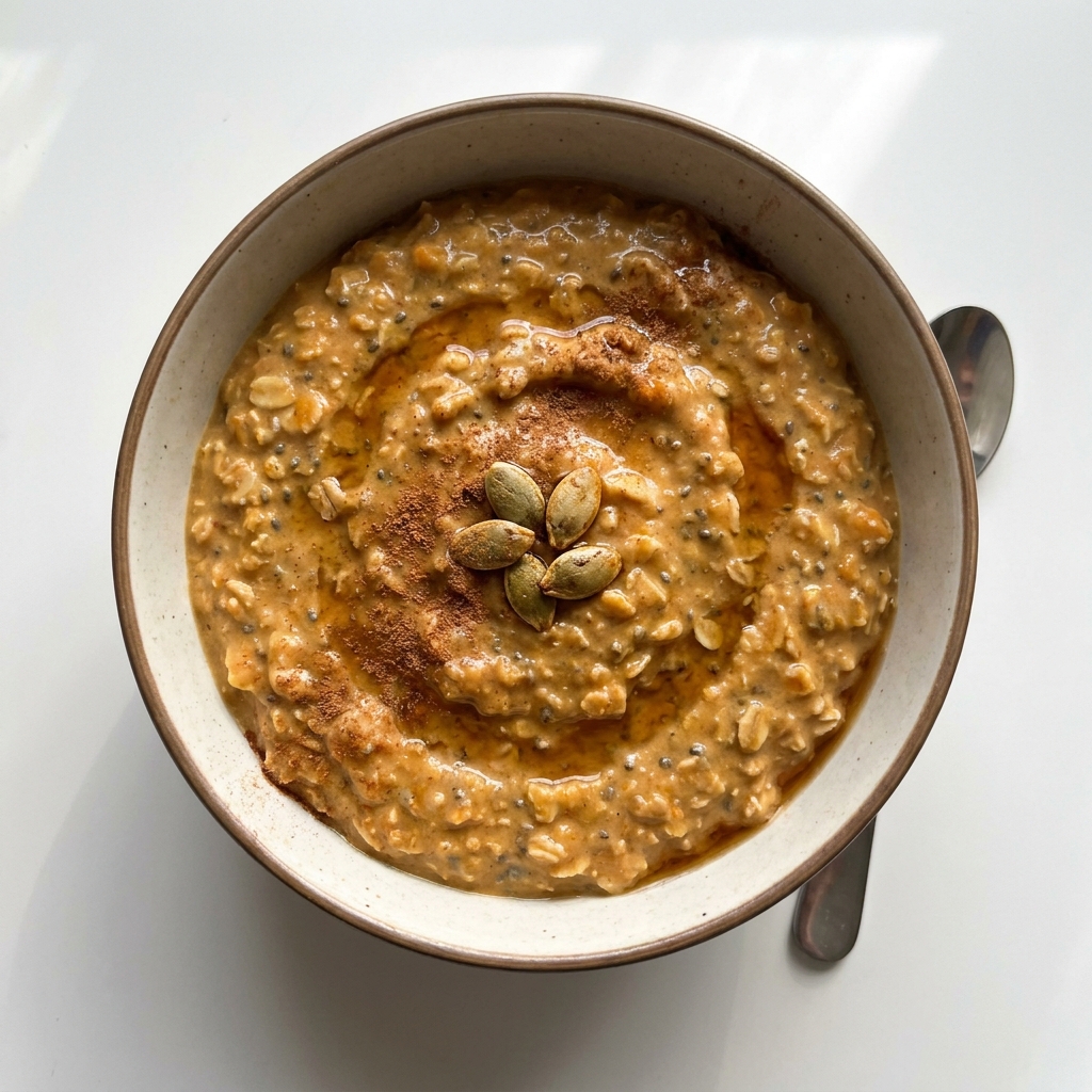 Pumpkin Spice High Protein Overnight Oats, prepared as a finished Lila recipe