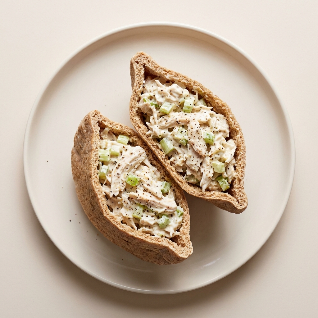 Greek Yogurt Chicken Salad Pita Pocket, prepared as a finished Lila recipe