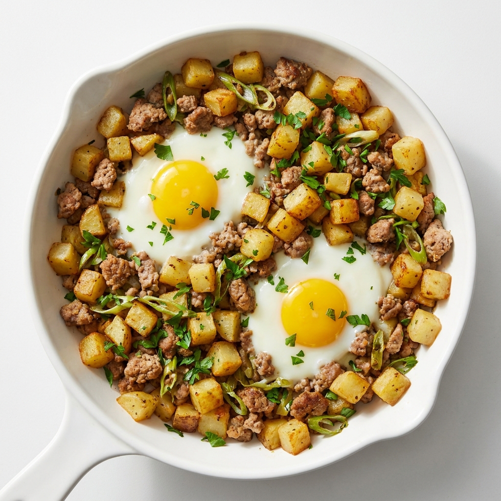 Fresh Turkey Egg and Potato Breakfast Skillet, prepared as a finished Lila recipe
