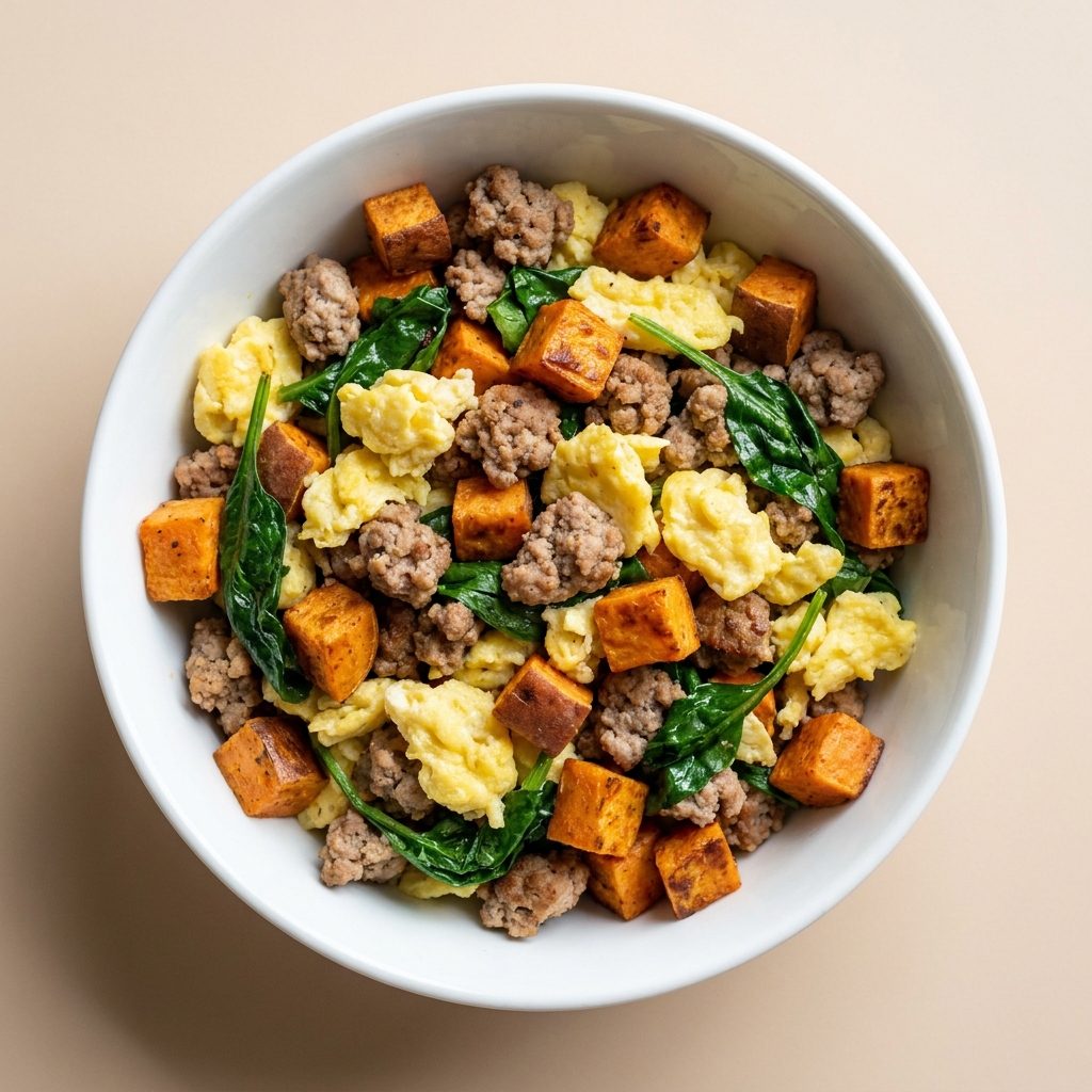 Savory Turkey Egg Sweet Potato Breakfast Bowl Batch, prepared as a finished Lila recipe