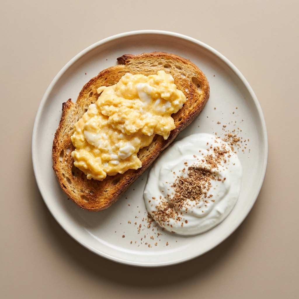 Creamy Coconut Yogurt Egg Toast, prepared as a finished Lila recipe