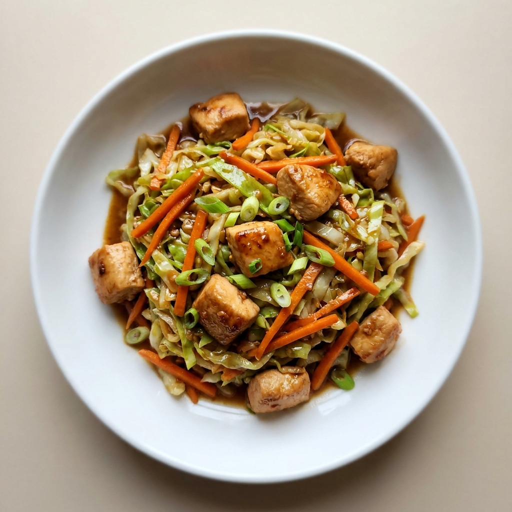 Teriyaki Chicken and Peanut Cabbage Skillet, prepared as a finished Lila recipe