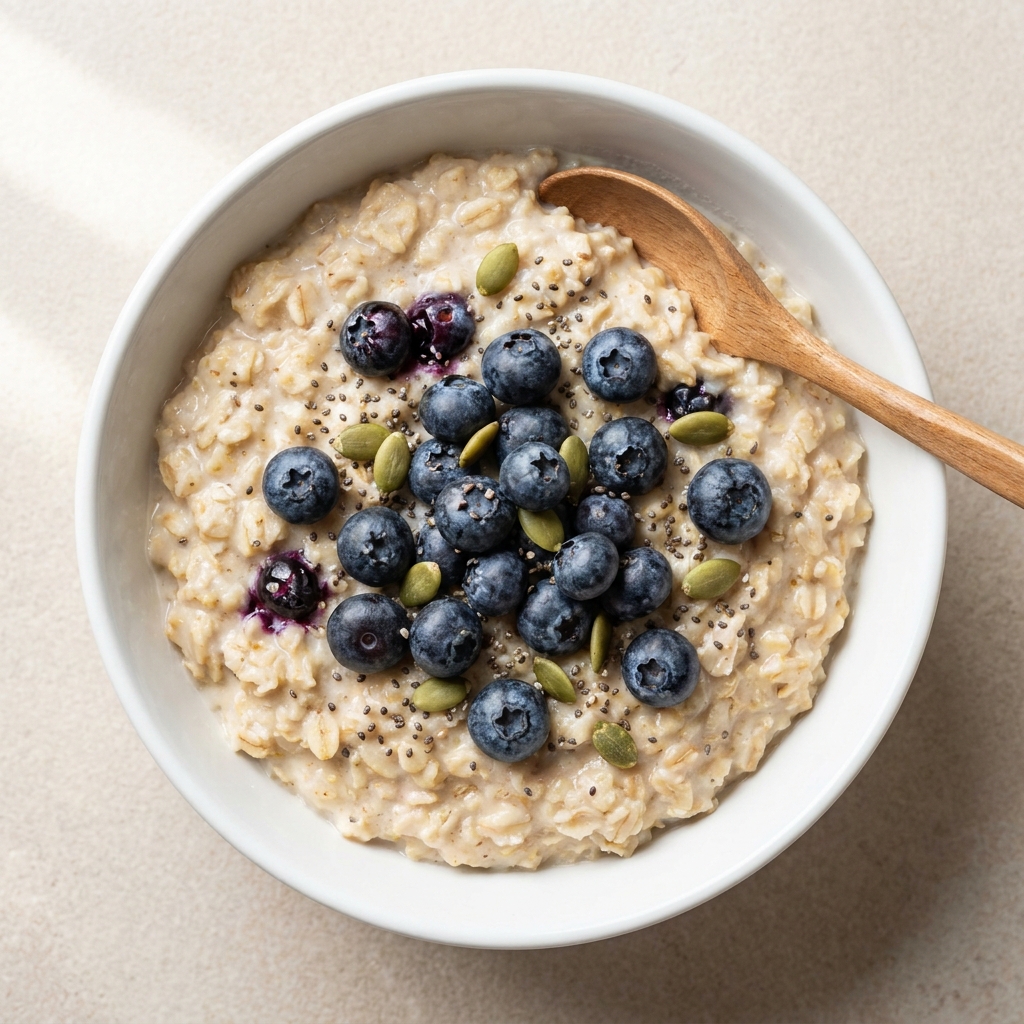 High-Protein Berry Seed Oatmeal, prepared as a finished Lila recipe