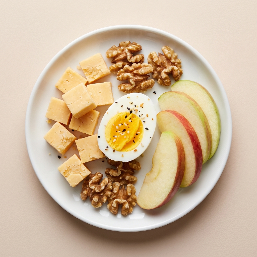 Sharp Cheddar and Hard-Boiled Egg Snack Plate, prepared as a finished Lila recipe