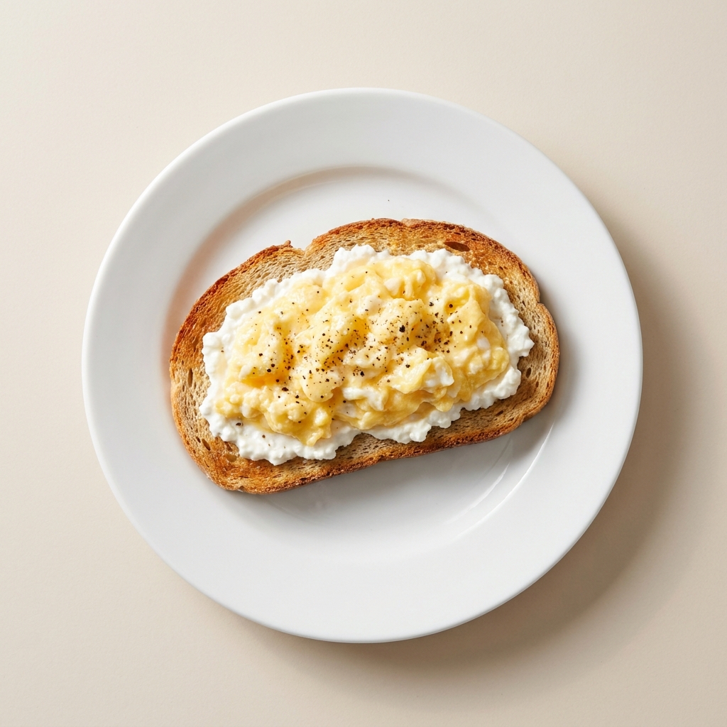 Warm High Protein Cottage Cheese Egg Toast, prepared as a finished Lila recipe