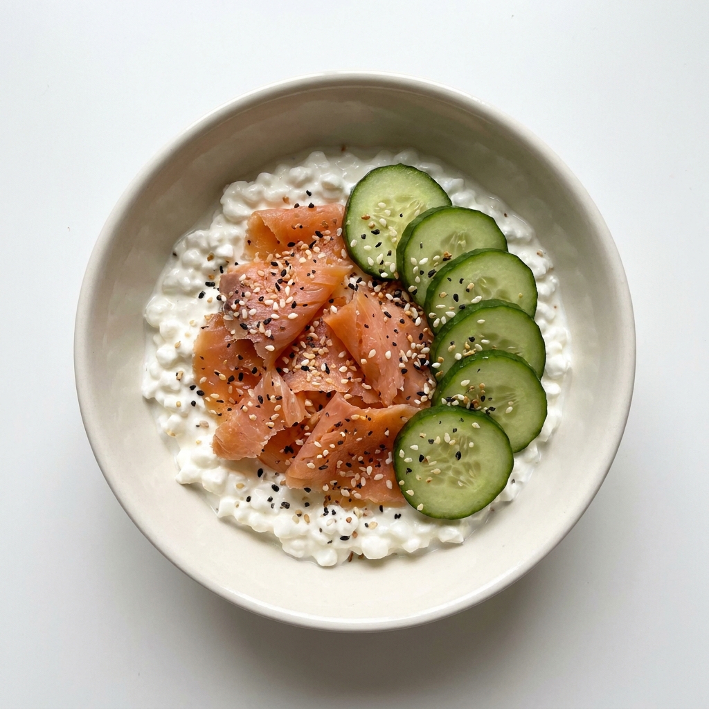 Smoked Salmon and Everything Bagel Cottage Cheese Bowl, prepared as a finished Lila recipe