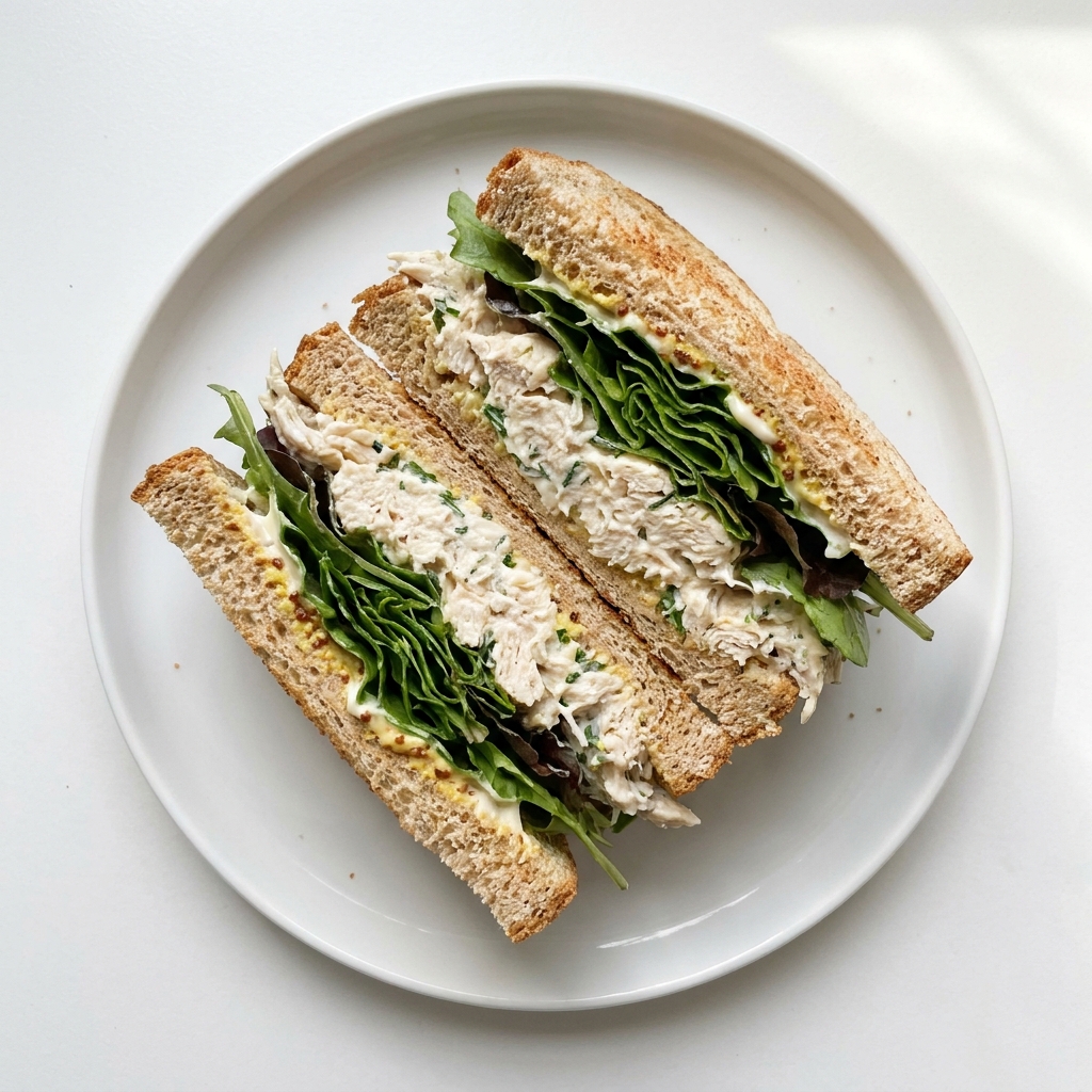 Chicken Salad Sandwich with Spring Mix, prepared as a finished Lila recipe