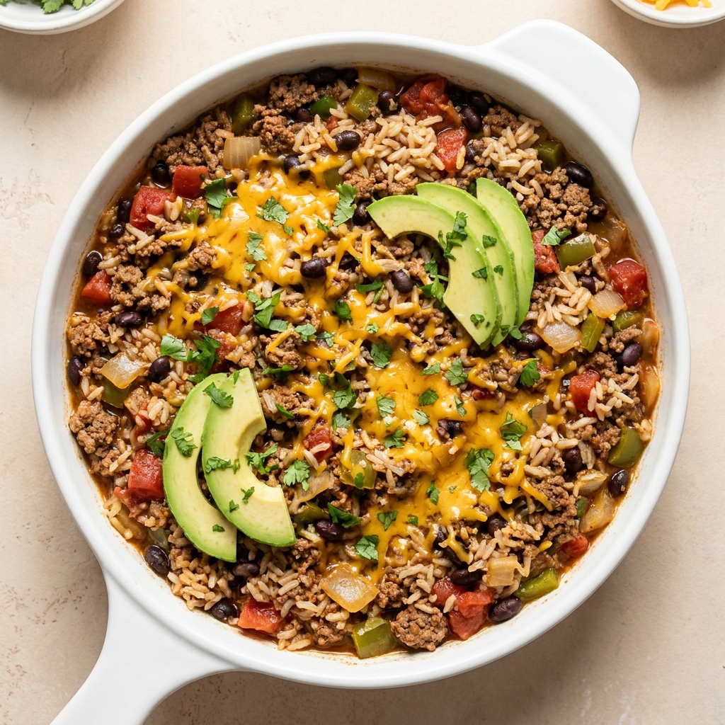 One Pot Ground Beef Taco Rice Skillet, a recipe made by the Lila community