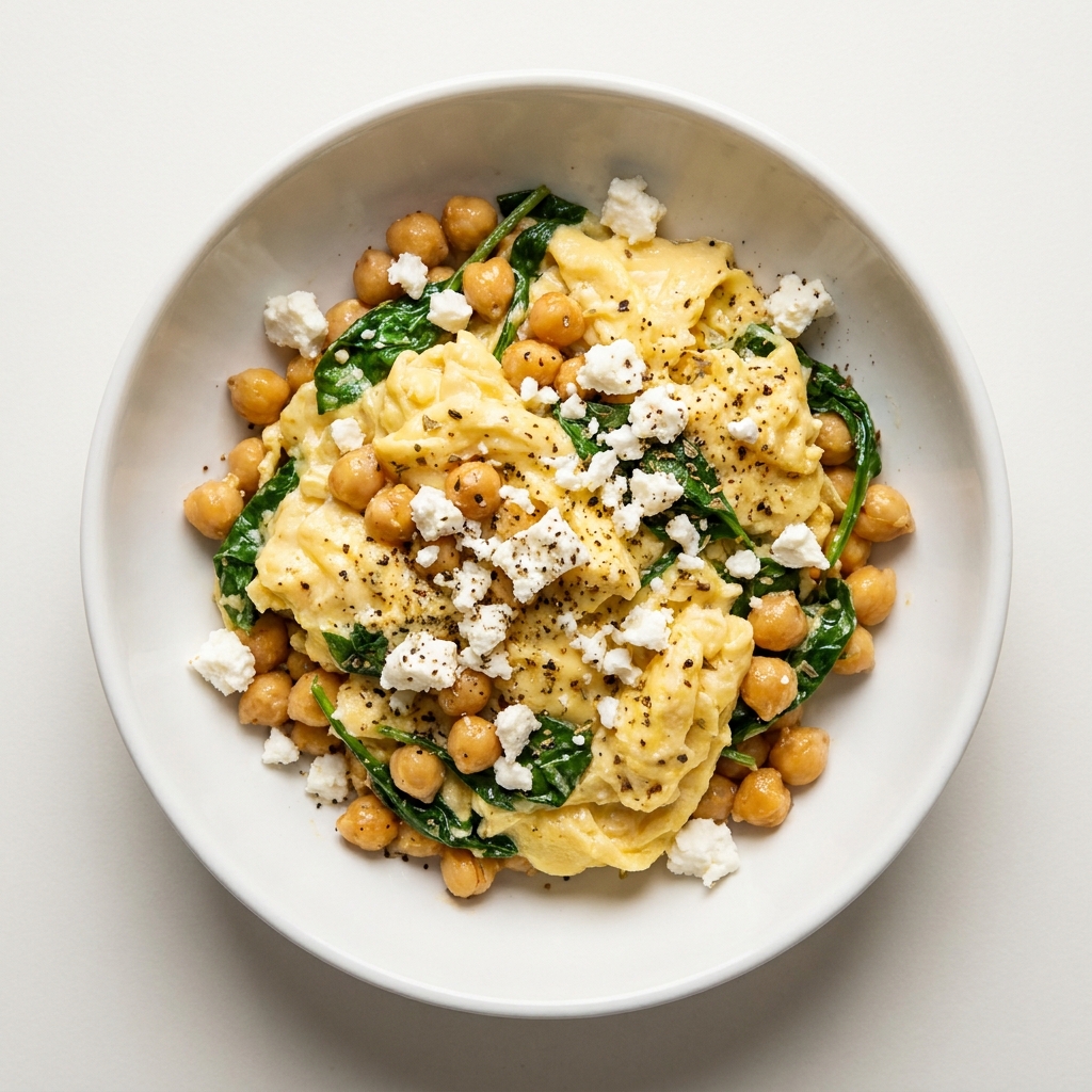Mediterranean Egg Scramble with Chickpeas and Feta, a recipe made by the Lila community