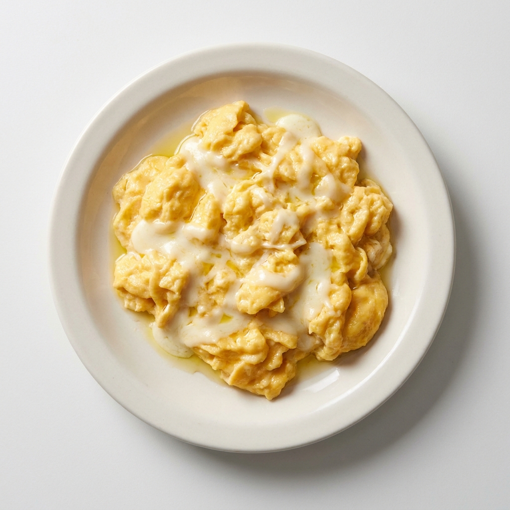 Cheesy Three-Egg Scramble with Melted Mozzarella, a recipe made by the Lila community