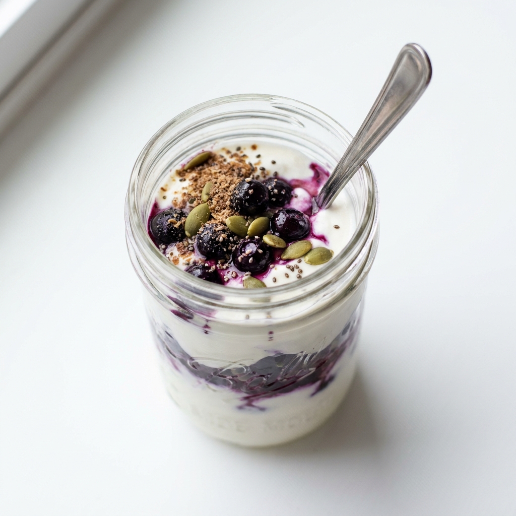 High Protein Berry Seed Greek Yogurt Parfait, prepared as a finished Lila recipe