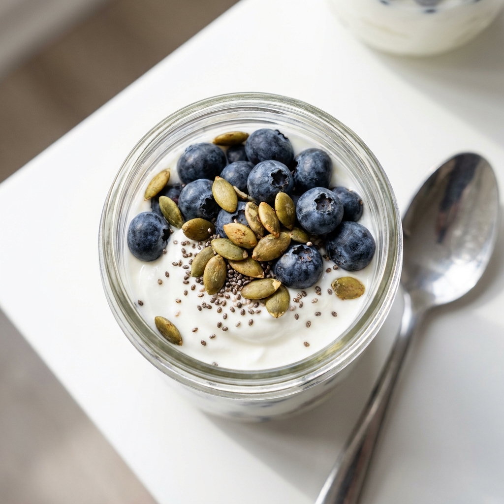 High-Protein Greek Yogurt Berry Seed Parfait, prepared as a finished Lila recipe