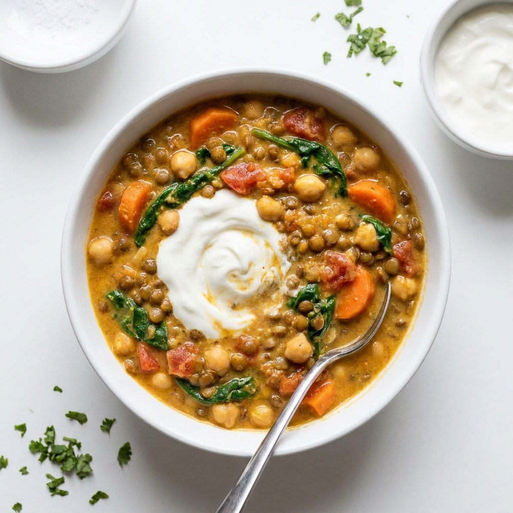 One Pot Creamy Lentil, Chickpea and Carrot Coconut Curry, prepared as a finished Lila recipe