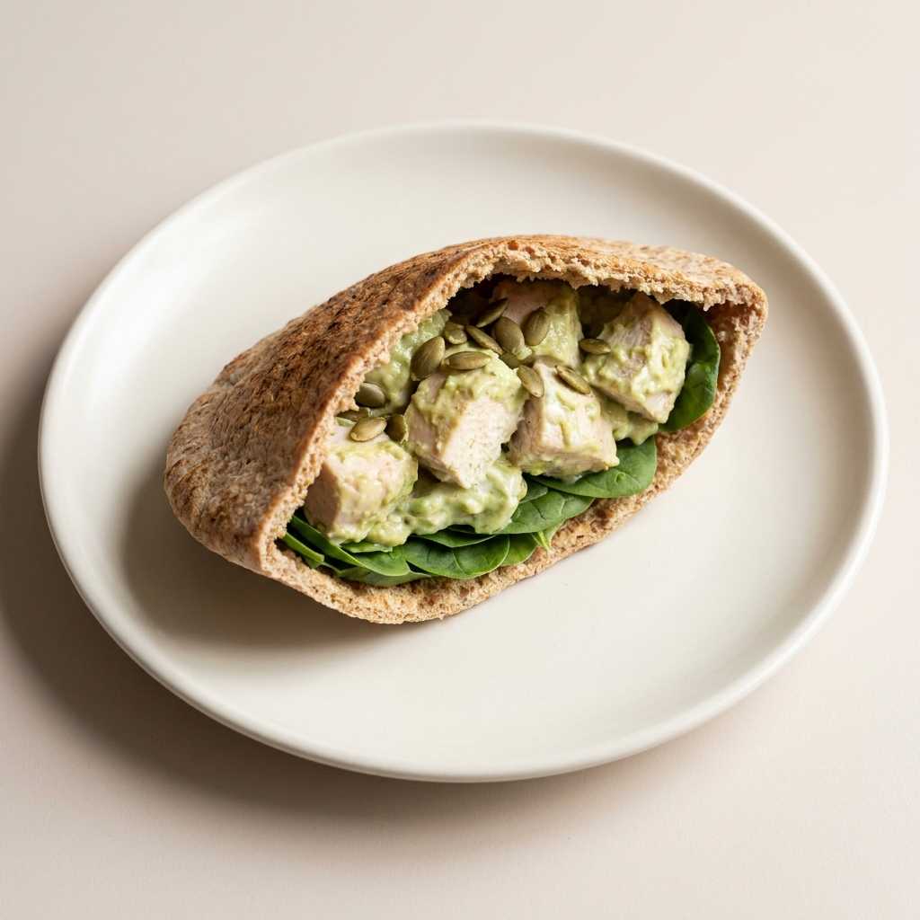 High-Protein Chicken and Avocado Pitta Pocket, prepared as a finished Lila recipe
