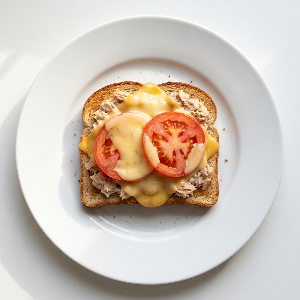 Tuna Melt Sandwich with Tomato and Cheddar, prepared as a finished Lila recipe