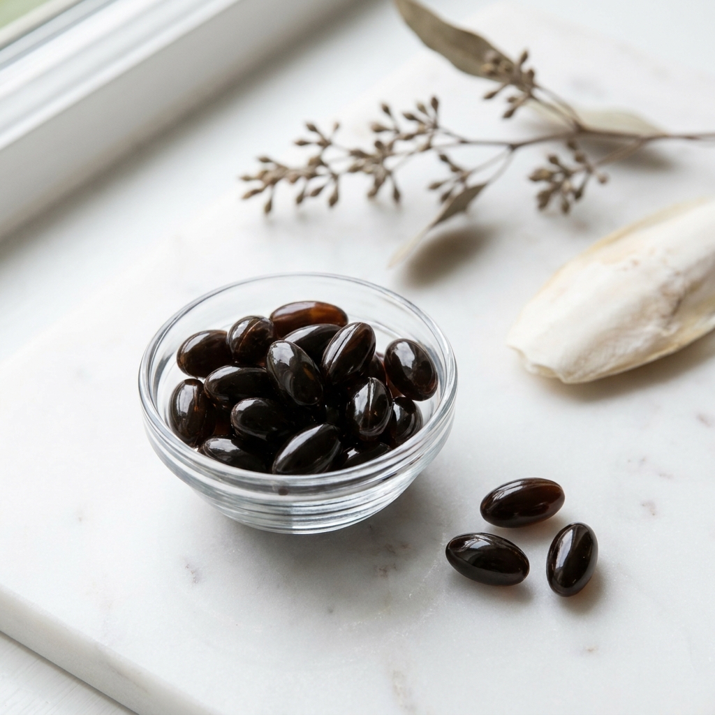 Unbranded presentation of Sepia Ink Supplement for Hormonal Balance