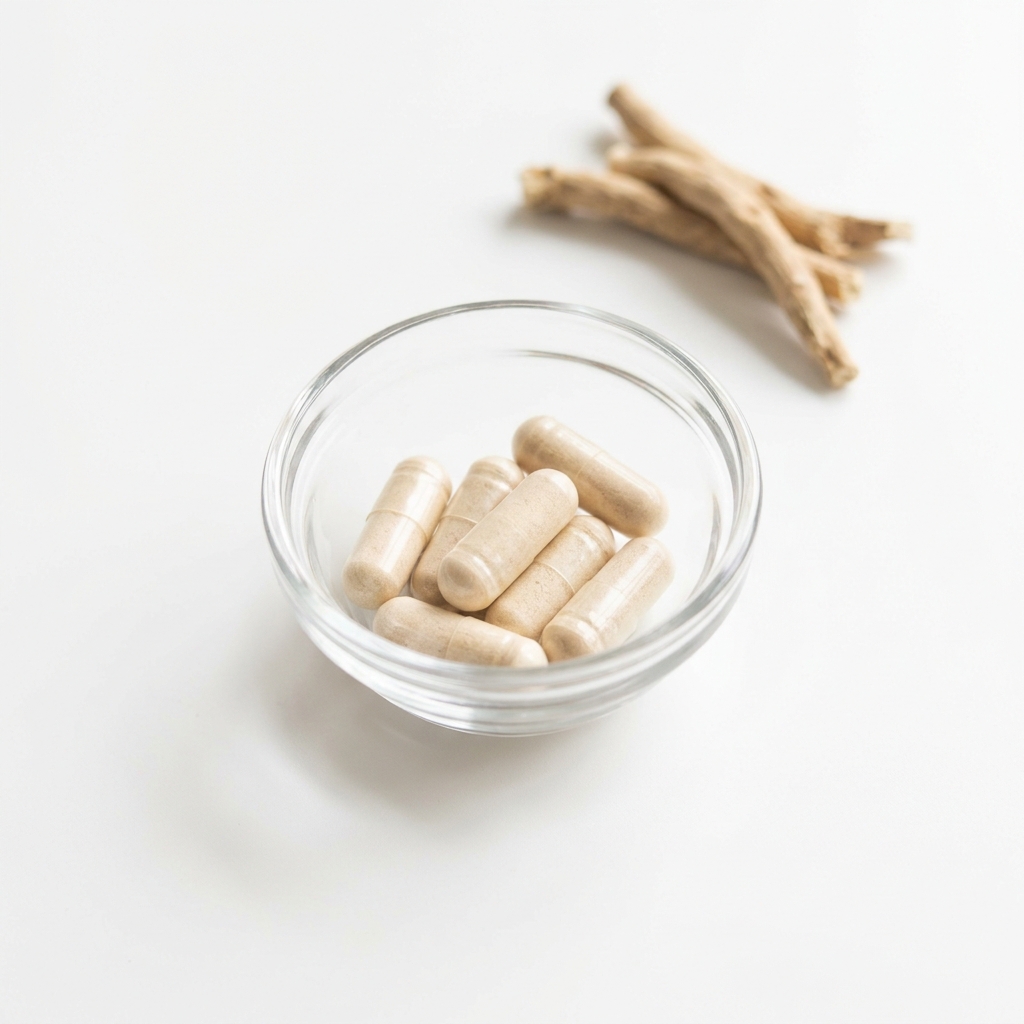 Unbranded presentation of Ashwagandha Supplement for Hormonal Balance