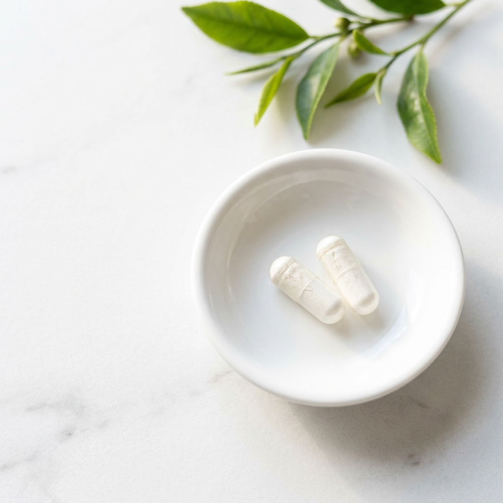 Unbranded presentation of L-Theanine Supplement for Stress and Sleep