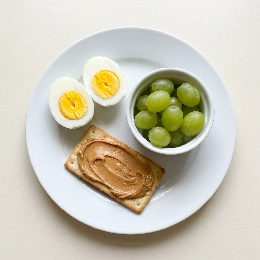Protein-Packed Keto Breakfast with Peanut Butter and Grapes, prepared as a finished Lila recipe