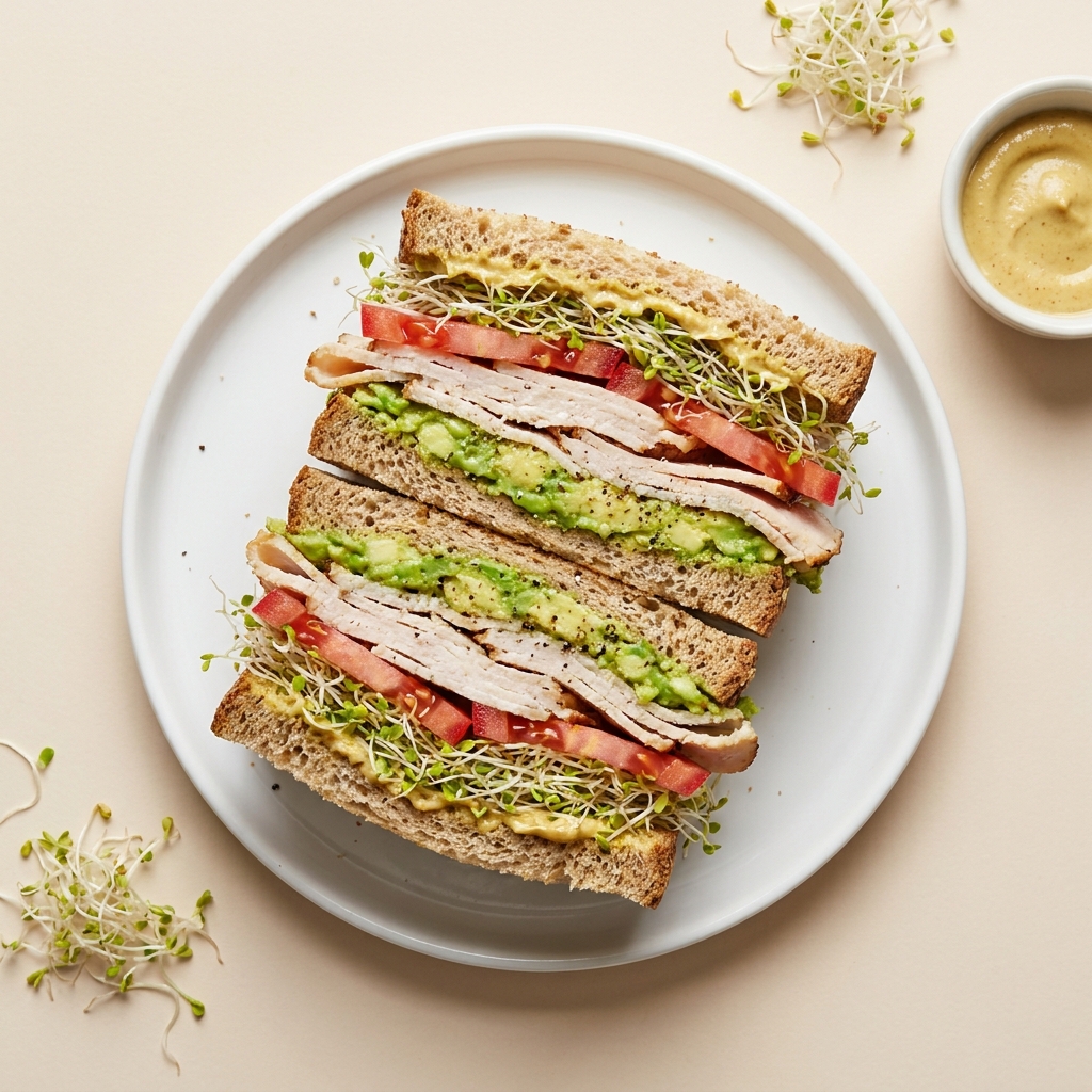 Hormone-Balancing Turkey and Avocado Sandwich, prepared as a finished Lila recipe