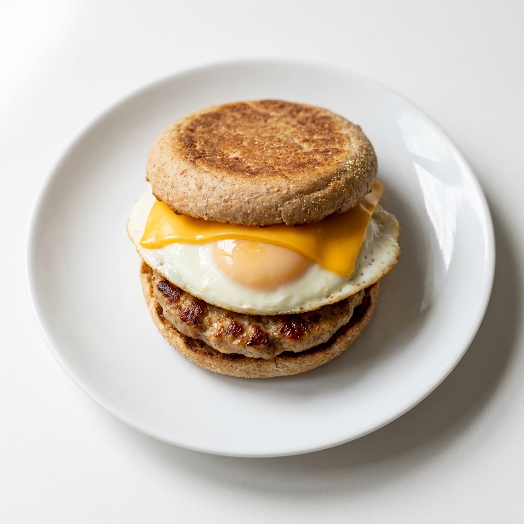 Balanced Turkey Sausage Egg English Muffin, prepared as a finished Lila recipe