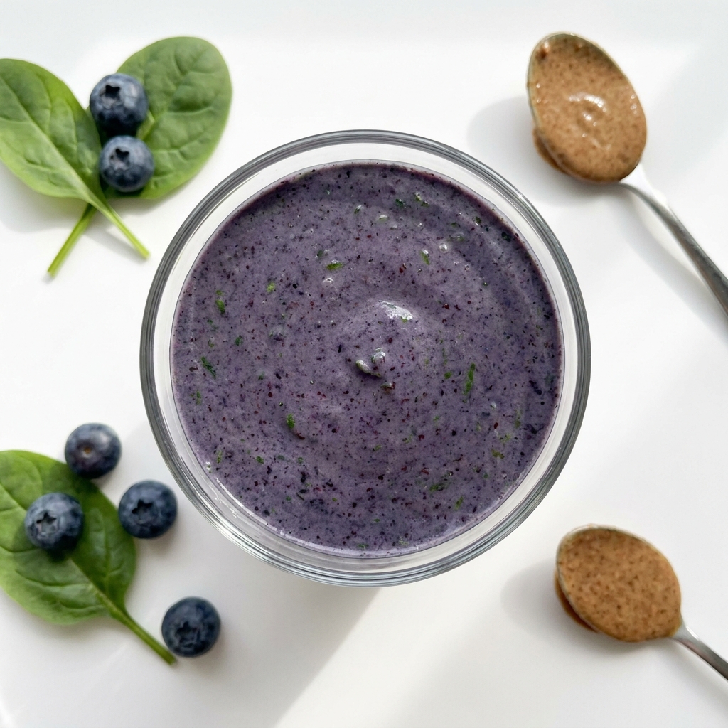 Blueberry and Spinach Hormone Balancing Smoothie, prepared as a finished Lila recipe