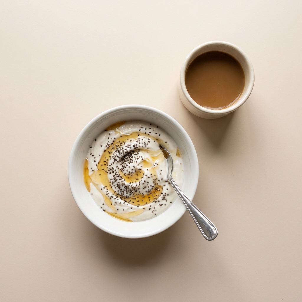 Dairy-Free Yogurt Bowl with Chia & Honey, prepared as a finished Lila recipe