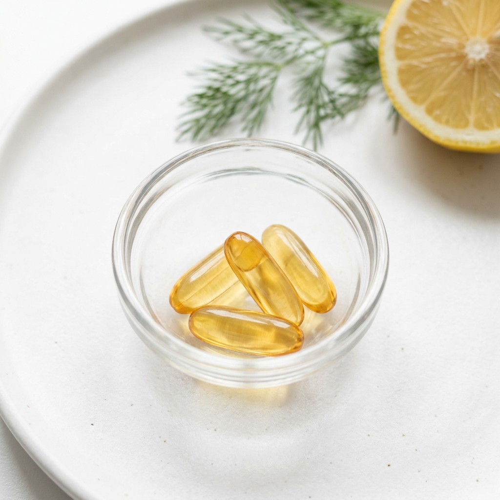 Unbranded presentation of Omega-3 Fish Oil Supplement