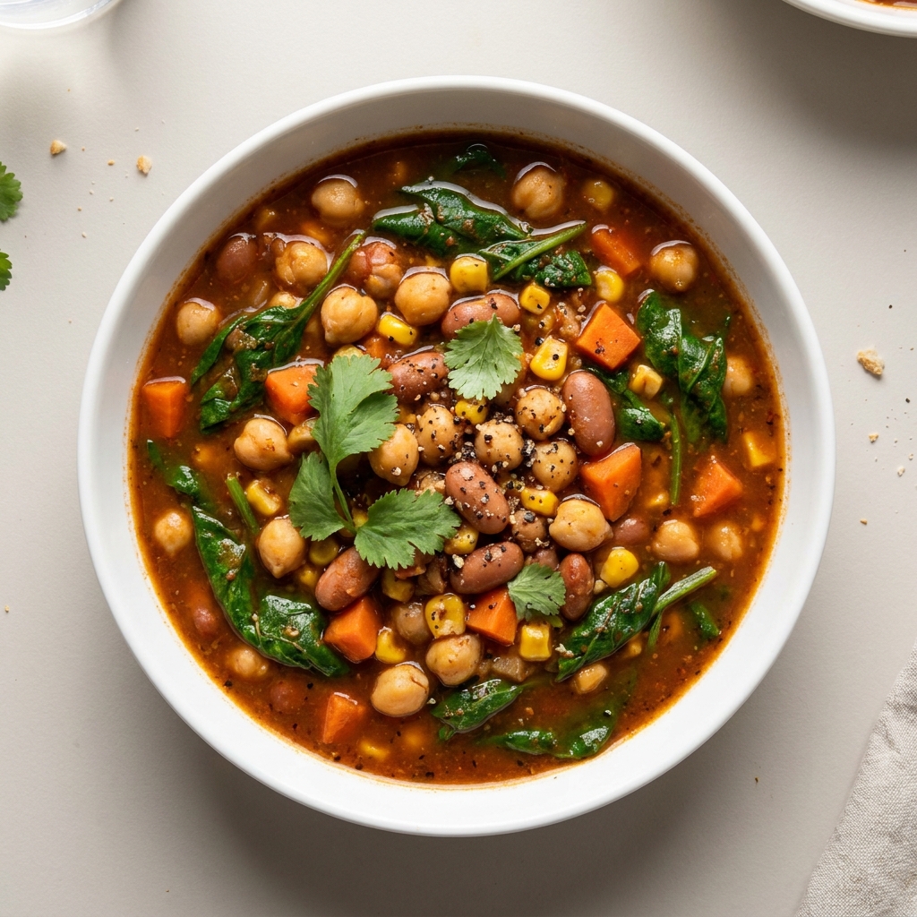 Spiced Chickpea and Spinach Stew, prepared as a finished Lila recipe
