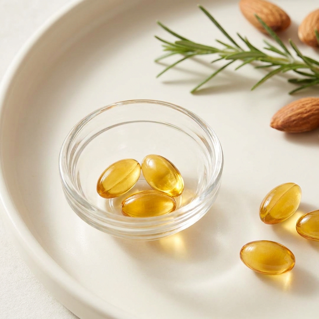 Unbranded presentation of Vitamin D3 + K2 with Omega-3 and MCT Oil