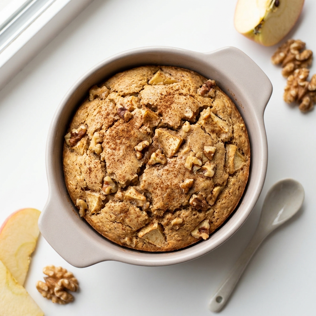 Warm Apple Cinnamon Baked Oats, prepared as a finished Lila recipe
